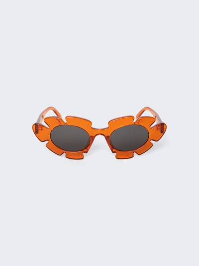 Shop Loewe Paula's Ibiza Flower Cat Eye Sunglasses In Shiny Orange And Smoke