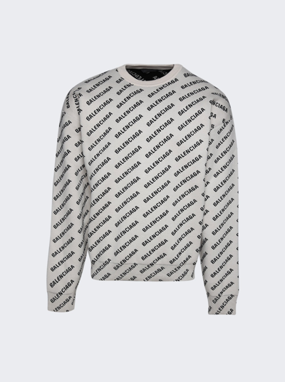 Shop Balenciaga Crewneck Sweater In Chalky White And Black