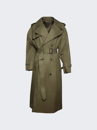 Shop Wardrobe.nyc Trench Coat In Military Green
