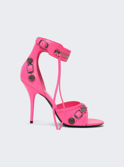Shop Balenciaga Cagole High Heel Sandals In Fluorescent Pink