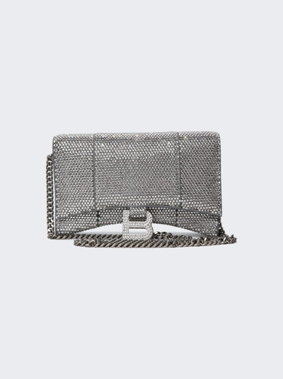 Shop Balenciaga Hourglass Wallet With Chain In Crystal