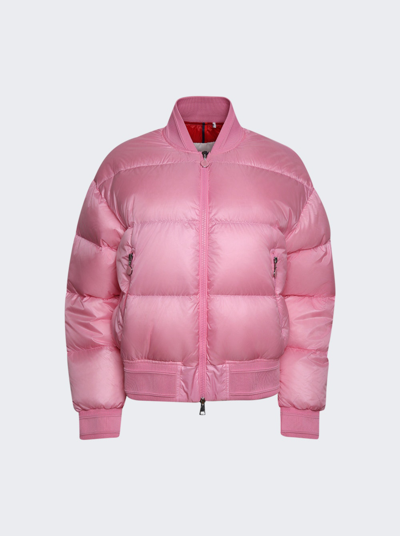 Shop Moncler Merlat Puffer Bomber Jacket In Pink