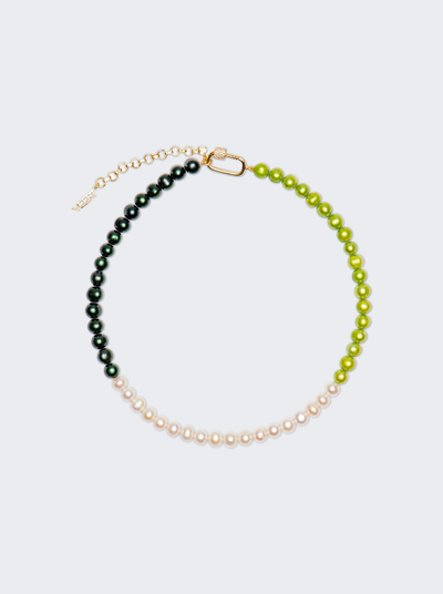 Shop Veert The Chunk Multi Green Freshwater Pearl Necklace In Yellow Gold