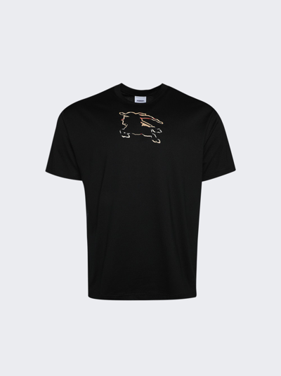 Shop Burberry Checked Ekd Cotton T-shirt In Black