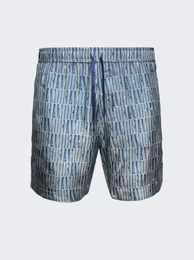 Shop Amiri Gradient Drawstring Silk Shorts In Blue
