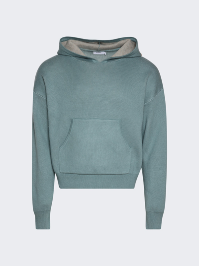 Shop Rhude Script Logo Knit Hoodie In Ivory And Sage