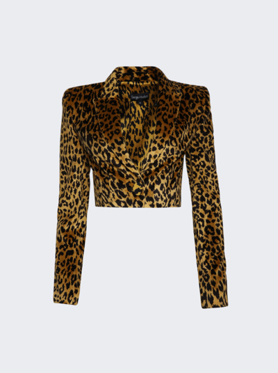 Shop Sergio Hudson Cropped Bolero Jacket In Cheetah
