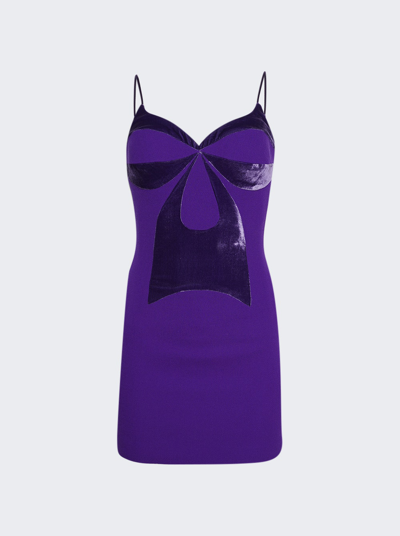 Shop Sergio Hudson Mini Dress With Velvet Detail In Deep Purple