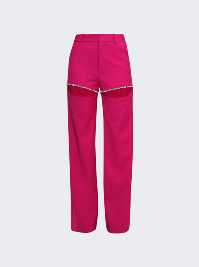 Shop Area Crystal Slit Trouser In Fuchsia Pink