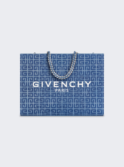 Shop Givenchy Medium G-tote Shopping Bag In 4g Denim With Chain In Medium Blue