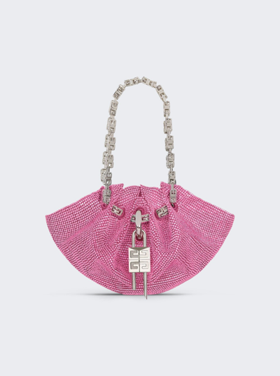 Shop Givenchy Mini Kenny Bag In Satin With Strass In Neon Pink