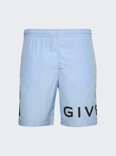 Shop Givenchy Long Swim Shorts In Baby Blue