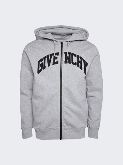 Shop Givenchy Classic Fit Zipped Hoodie In Grey