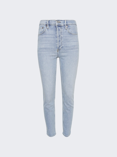 Shop Re/done 90s High Rise Ankle Crop Jeans In Mid 90s Blue