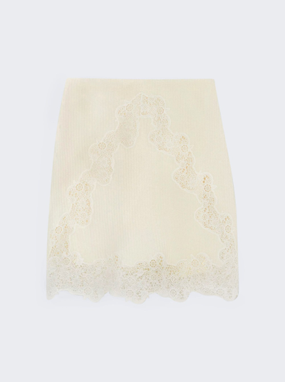 Shop Chloé Lace Insert Rib Mini Skirt In Eden White