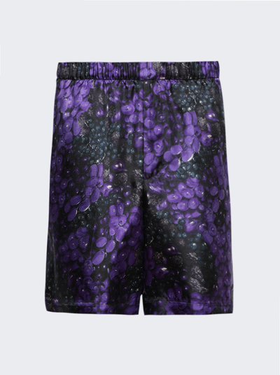 Givenchy Grape Print Silk Shorts In Purple
