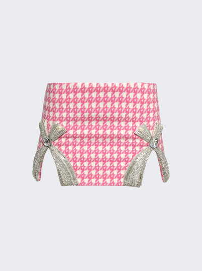 Area Pink Deco Bow Slit Miniskirt