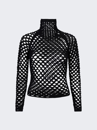 Shop Alaïa Cage High Neck Knitted Top In Black