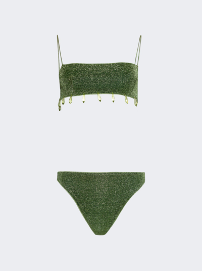 Shop Osã©ree Lumiere Crystal Two Piece Swim Set In Green
