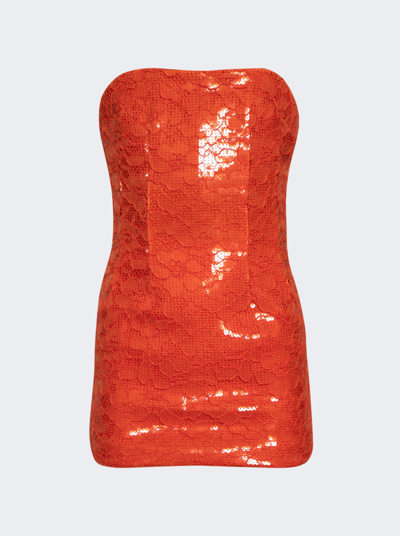 Shop Laquan Smith Strapless Mini Dress In Orange