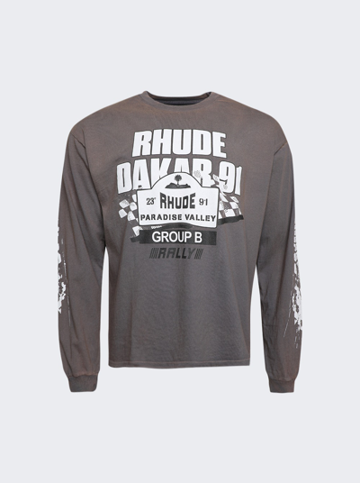 Shop Rhude Dakar 91 Long Sleeve T-shirt In Vintage Grey
