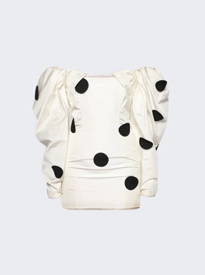 Shop Jacquemus La Robe Taffeta Mini Dress In Off White And Black Dots