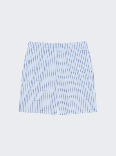 Givenchy Logo-print Striped Cotton Shorts In Baby Blue