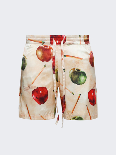 Shop Nahmias Silk Shorts In Apple Print