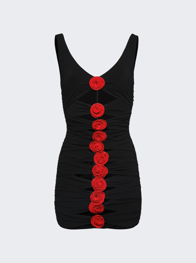 Shop Magda Butrym Contrast Bandage Flower Dress In Black