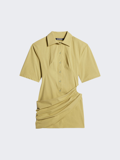 Shop Jacquemus La Robe Camisa In Light Khaki