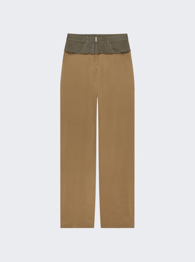 Shop Givenchy Big Mix Denim Jeans In Dark Khaki Green