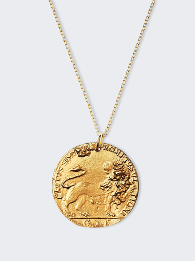 Shop Alighieri Il Leone Medallion Necklace In 24k Gold Plated
