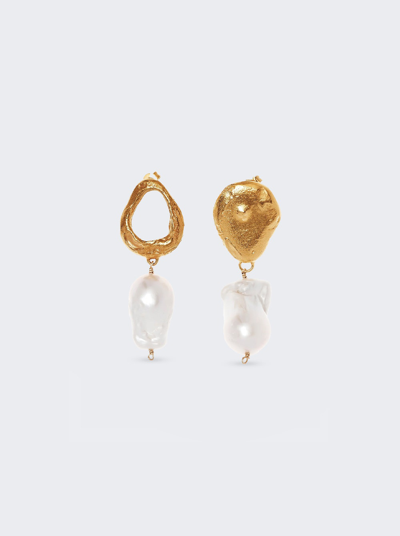 Shop Alighieri The Infernal Storm Pearl Earrings In 24k Gold Plated