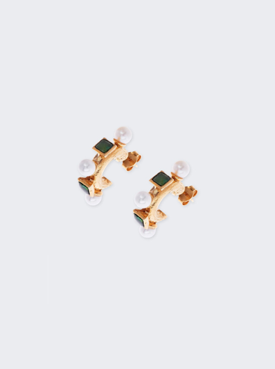 Alighieri Women's The Traveler's Path 24k-gold-plated, Tourmaline, & Freshwater Pearl Hoop Earrings In 24k Gold Plated
