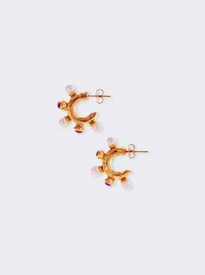 Shop Alighieri The Noctural Desire Pearl Garnet Earrings In 24k Gold Plated