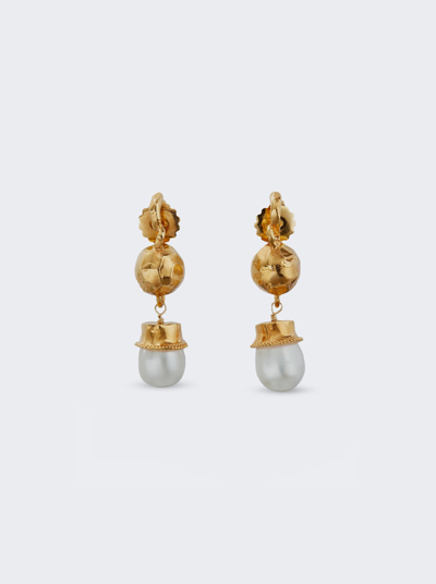 Shop Alighieri The Return To Innocence Pearl Earrings In 24k Gold Plated