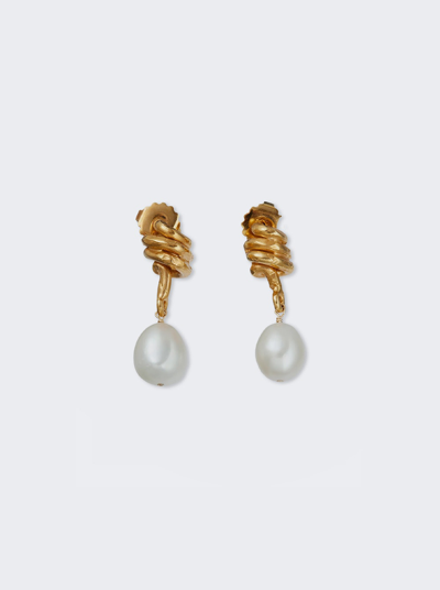 Shop Alighieri The Celestial Raindrop Pearl Earrings In 24k Gold Plated