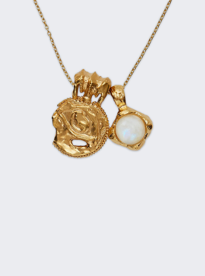 Shop Alighieri The Gaze Of The Moon Necklace In 24k Gold Plated