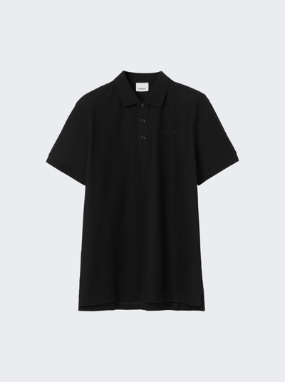 Shop Burberry Embroidered Oak Leaf Crest Cotton Piquã© Polo Shirt Black