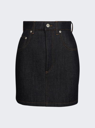 Shop Loewe Curved Mini Skirt In Raw Denim Blue