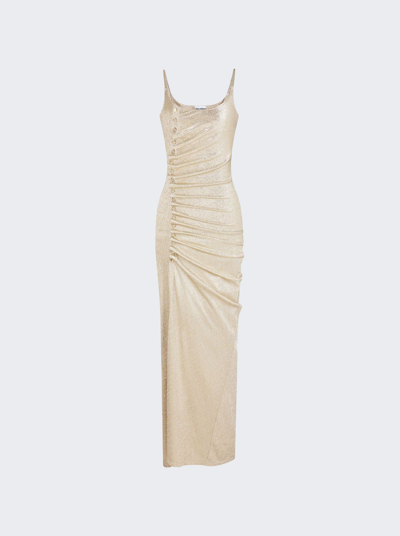 Shop Rabanne Long Lurex Dress In Gold