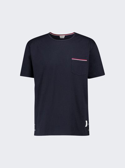 Shop Thom Browne Short Sleeve Pocket T-shirt In Navy