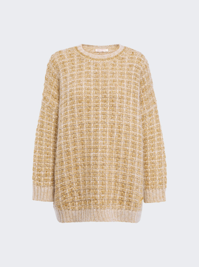 Shop Valentino Crewneck Sweater In Gold