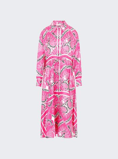 Shop Valentino Printed Long Sleeve Dress In Pink