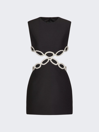 Shop Valentino Crystal Embellished Mini Dress In Black