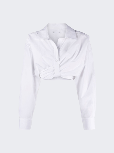 Shop Alexander Wang T Draped Cropped Shirt With Packet In Bright White