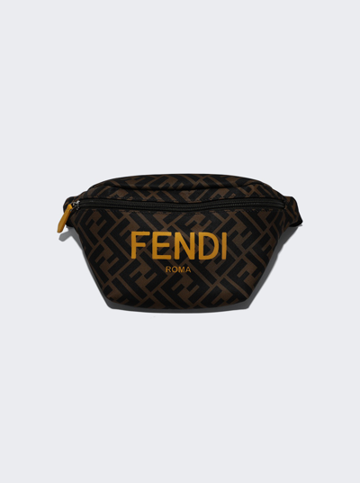 Shop Fendi Kid's Roma Logo Belt Bag In Brown