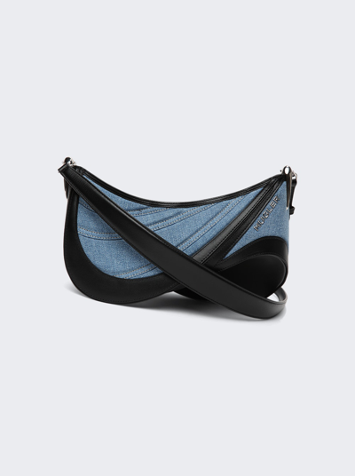 Shop Mugler Medium Spiral Curve 01 Shoulder Bag In Denim Blue