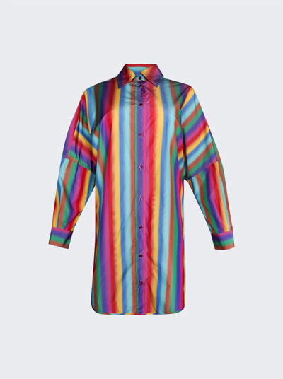 Shop Etro Oversized Classic Shirt In Rainbow Stripe