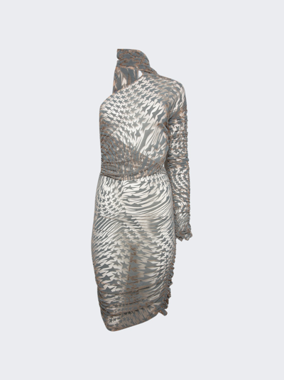 Shop Mugler Star Print Mini Dress In Nude 01 And Graphite